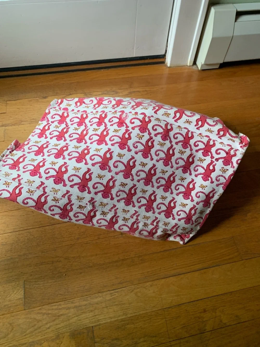 Roberta Roller Rabbit Pink Monkey Canvas Carry All Bag